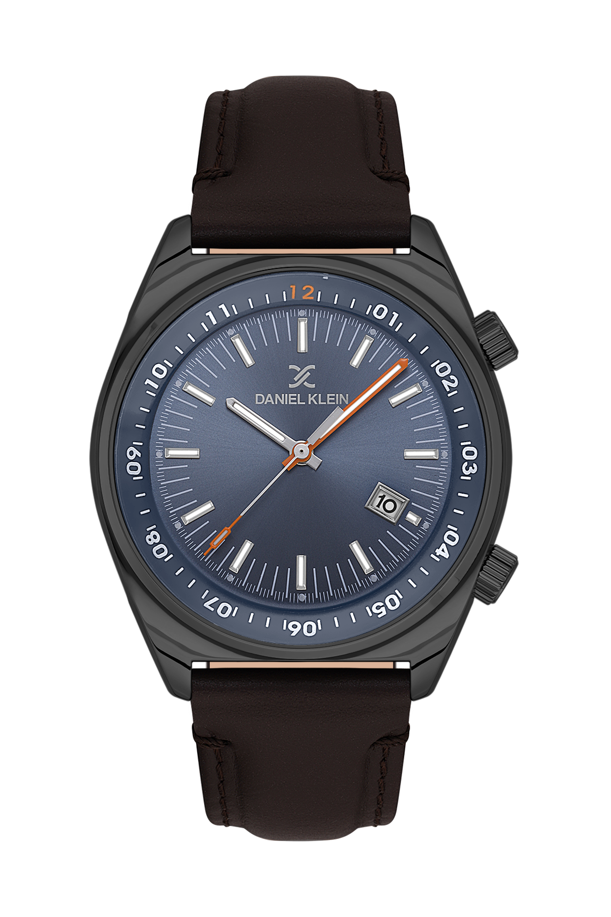 Black watch with blue dial on a white background