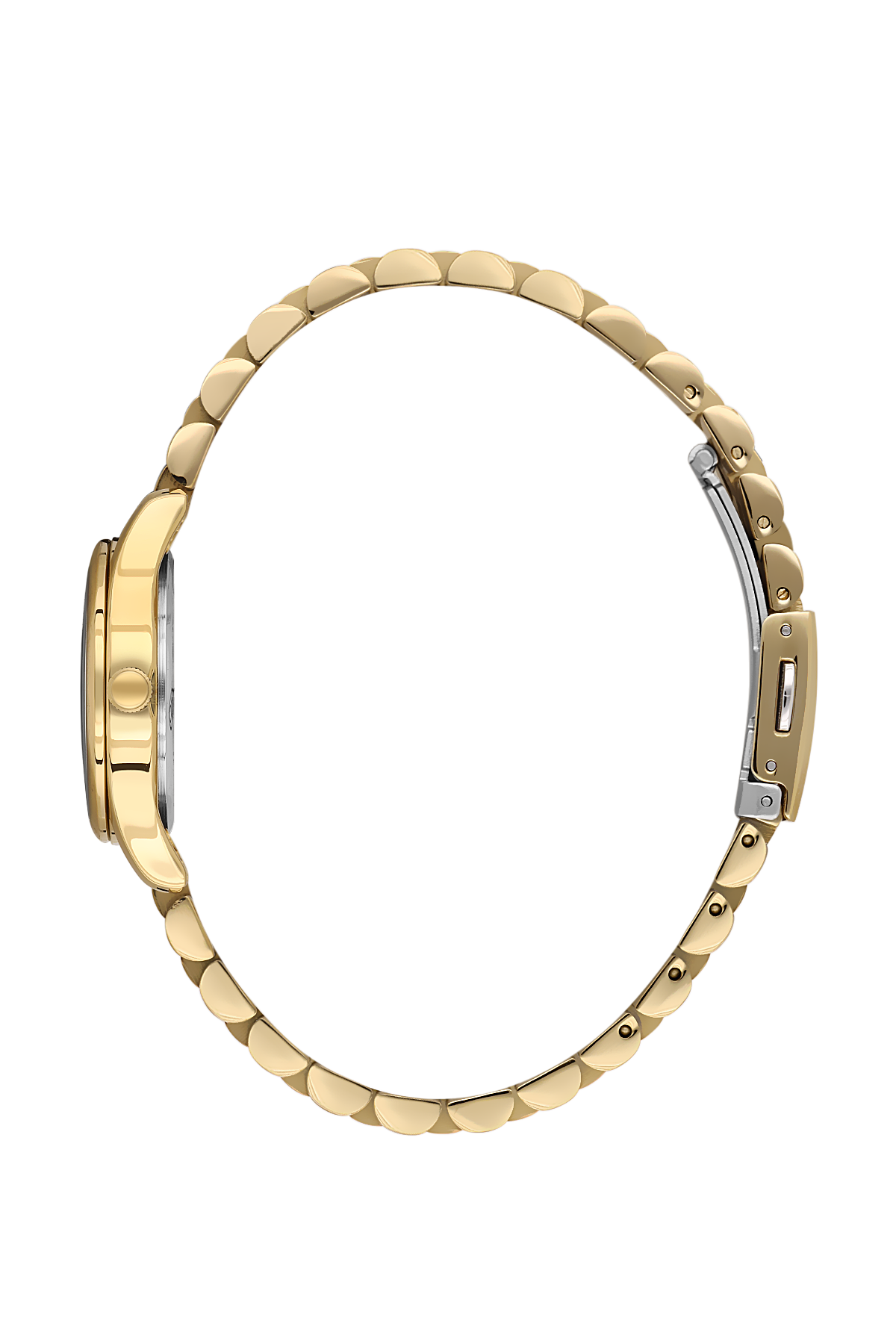 Gold watch with a white background