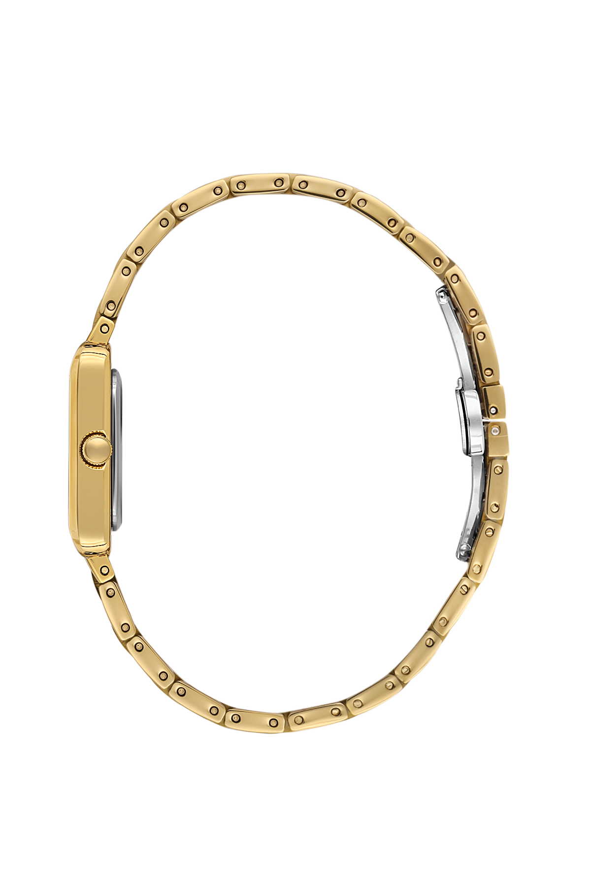 Gold watch with a white background