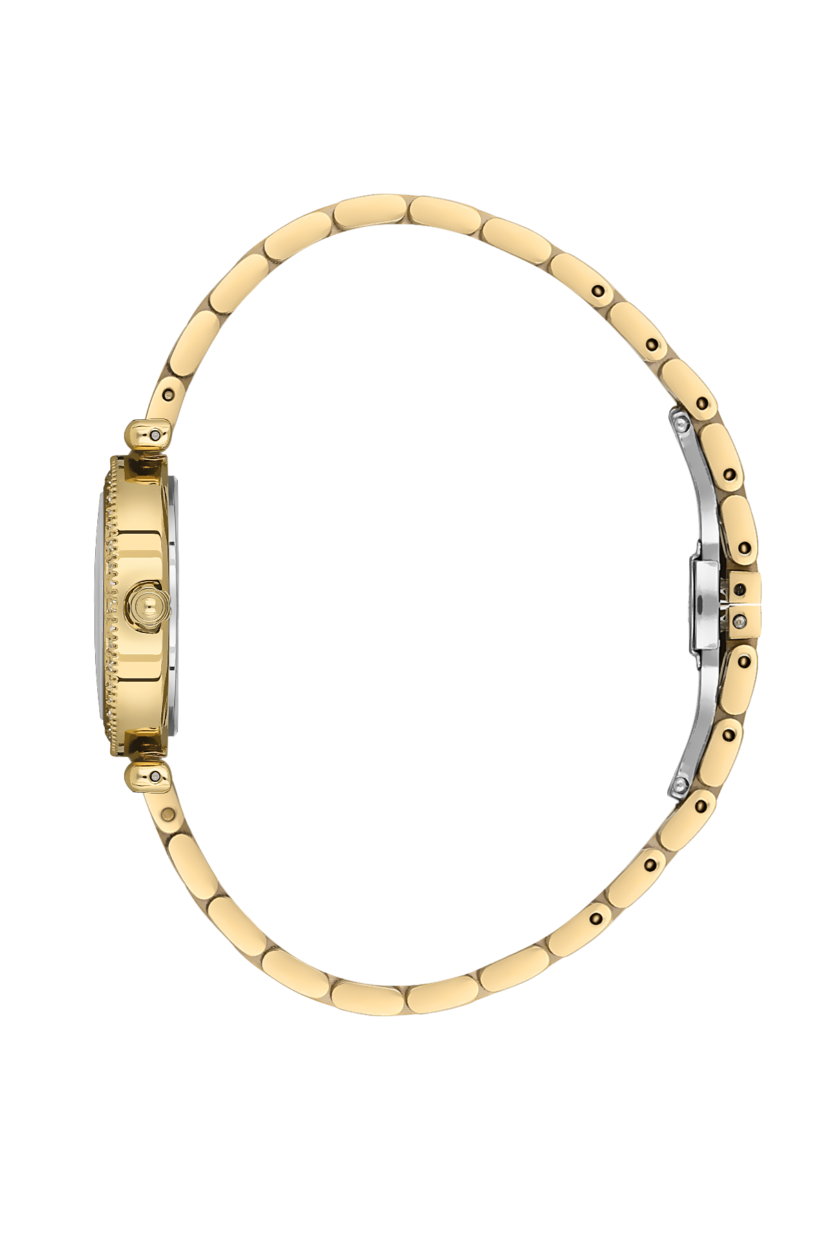 Gold watch with a white background