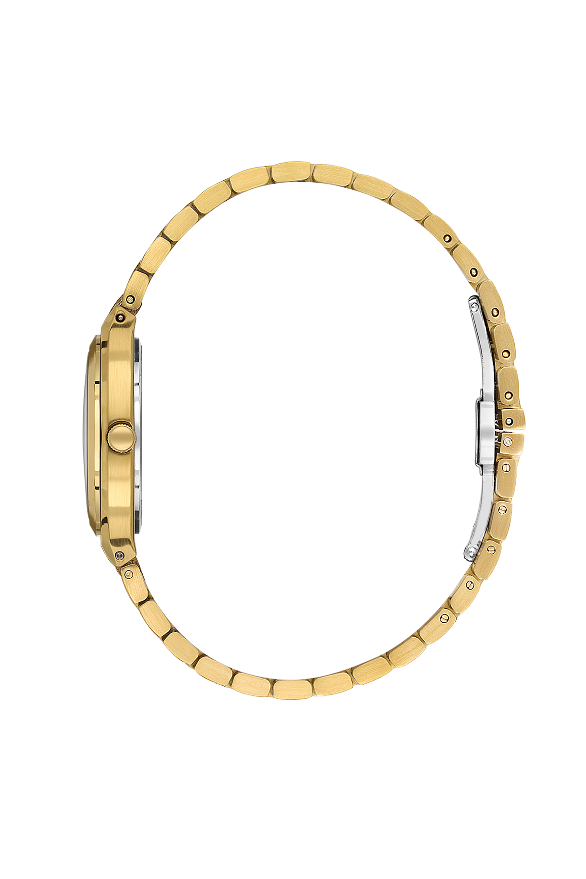 Gold watch with a white background