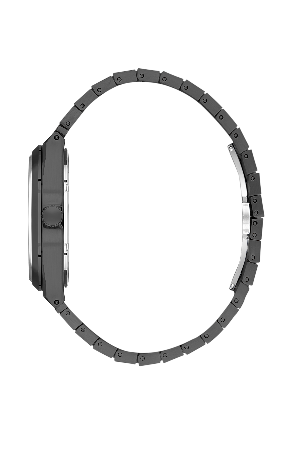 Black watch with a unique design on a white background