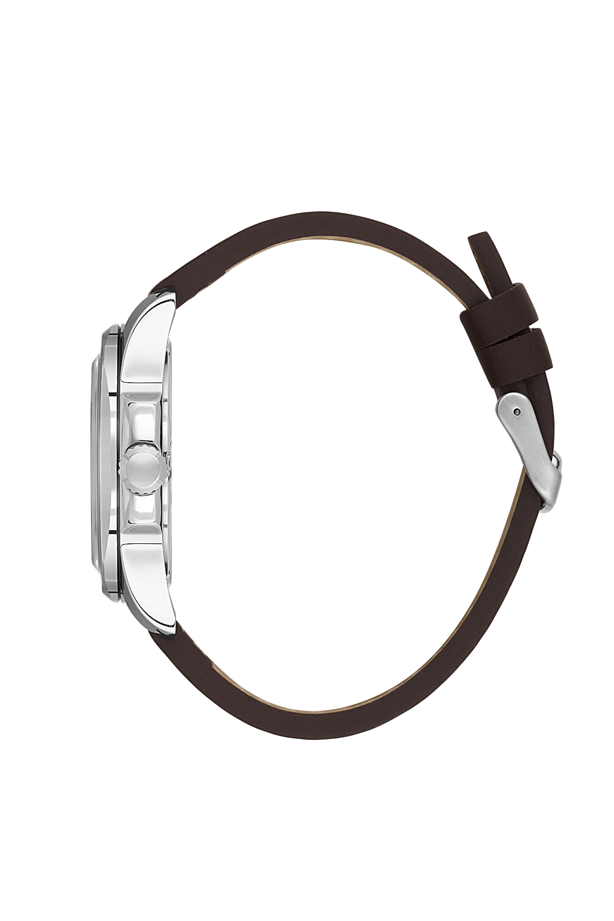 Watch with a brown strap on a white background