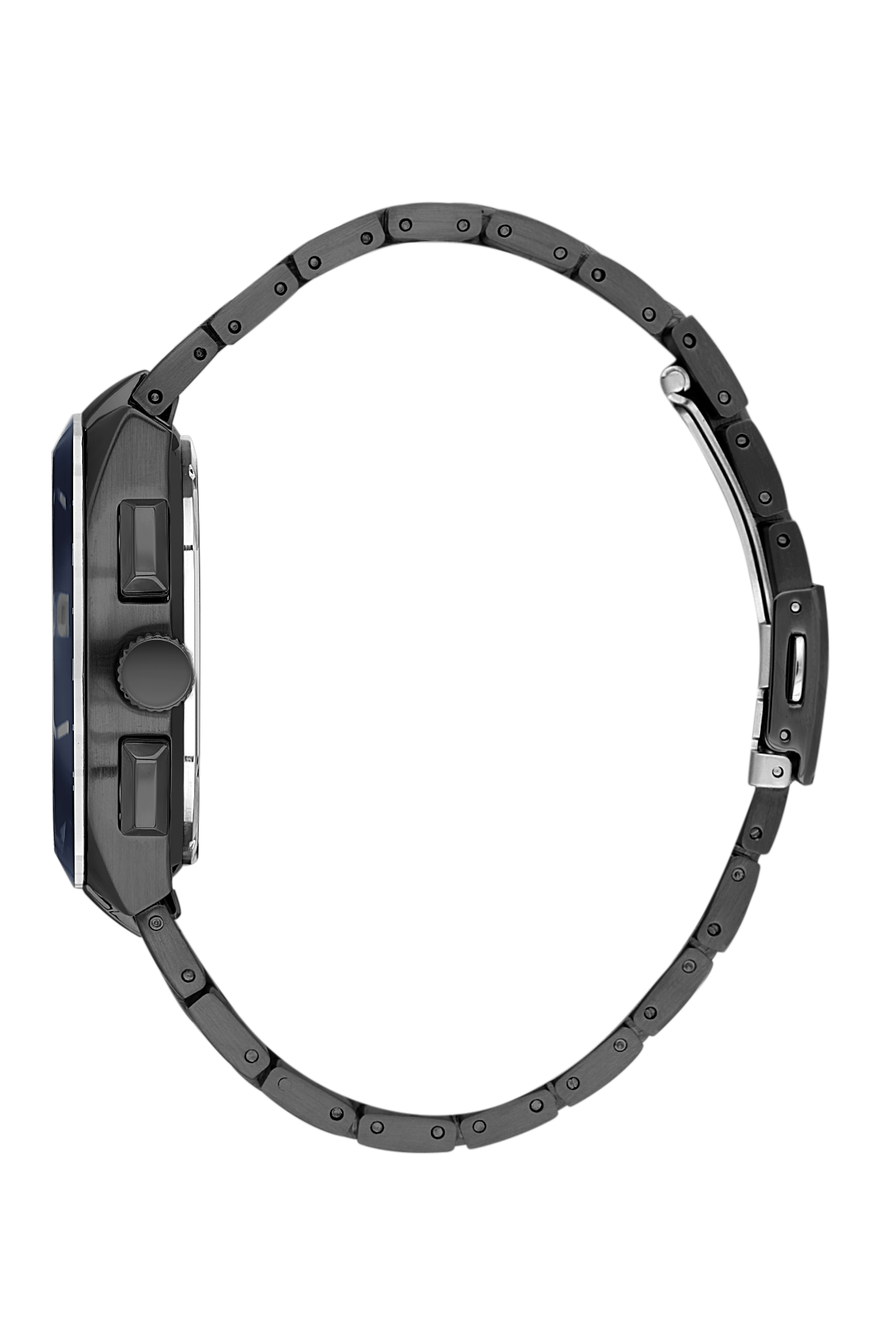 Black watch case on a white background