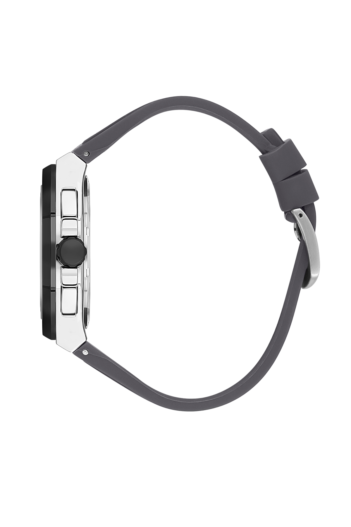 Smartwatch with a black strap on a white background
