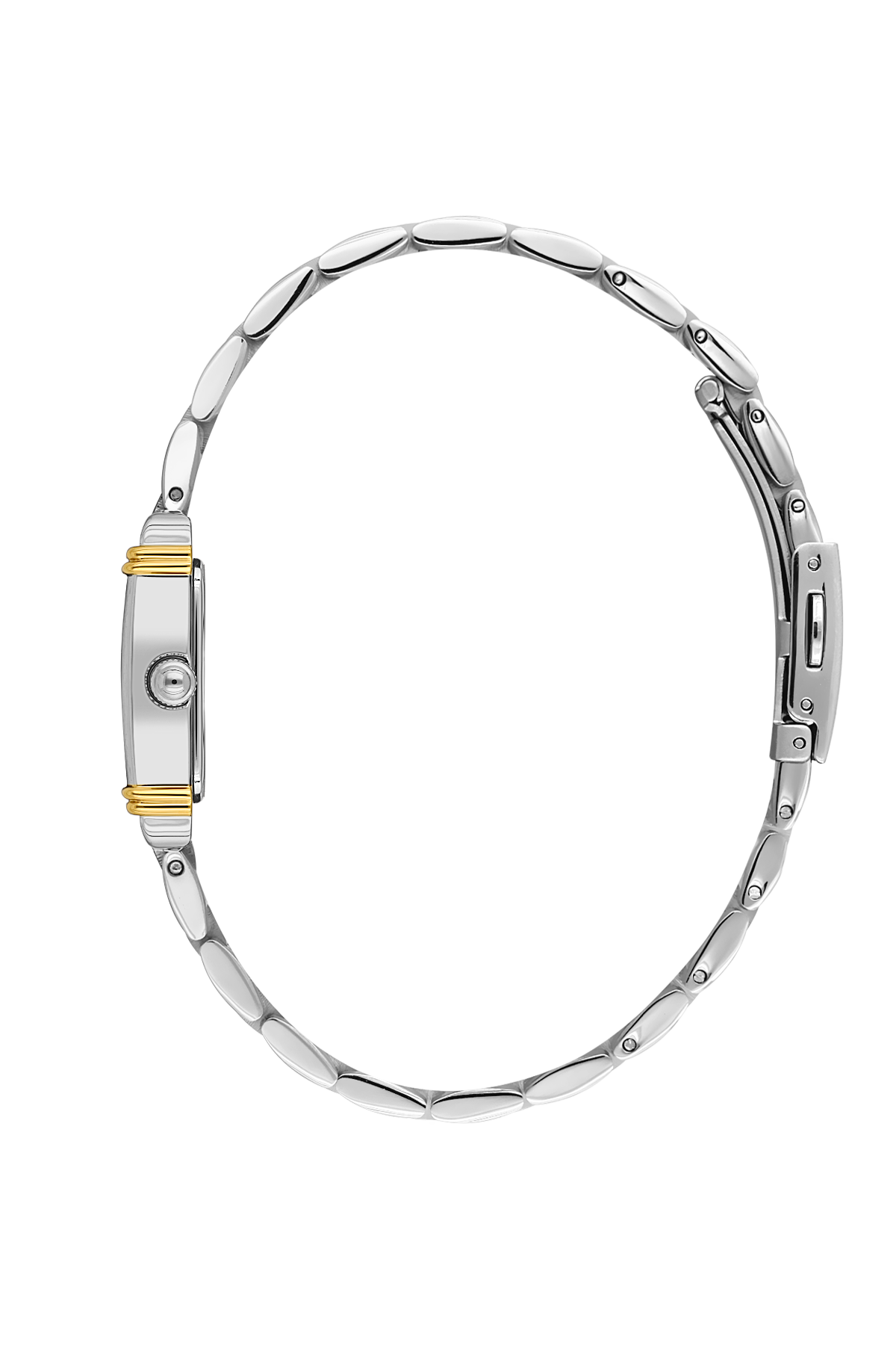 Silver and gold watch on a white background