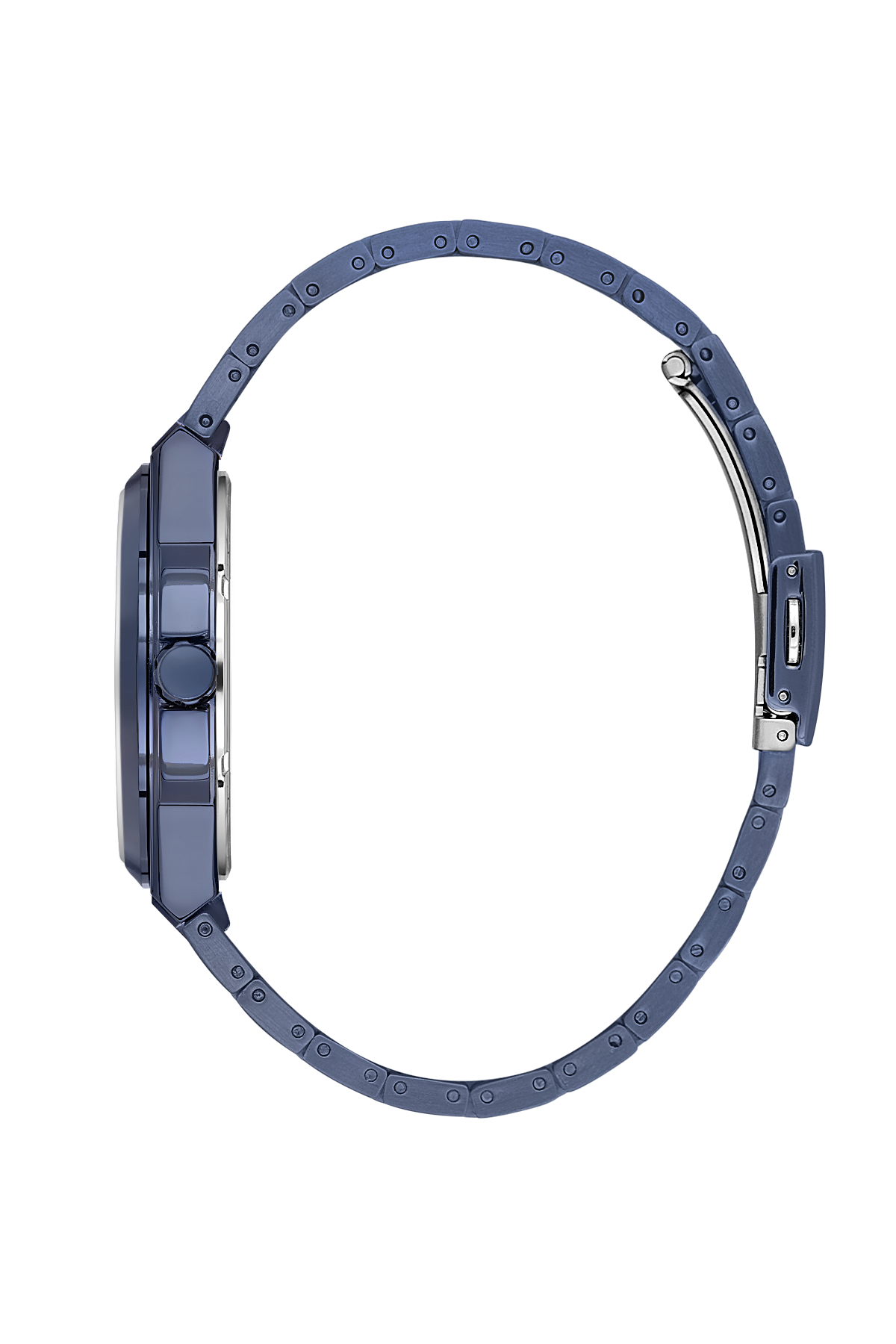 Blue watch strap on a white background