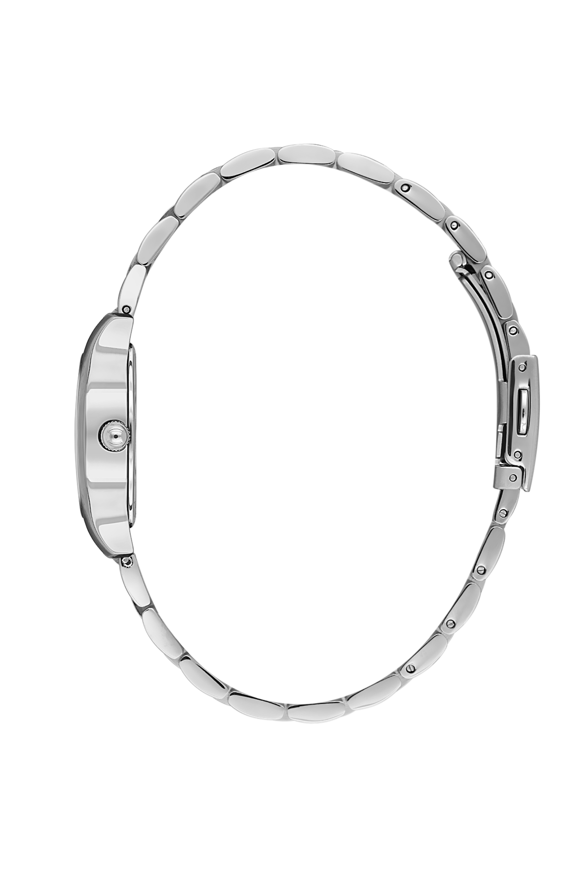 Silver watch with a bracelet on a white background