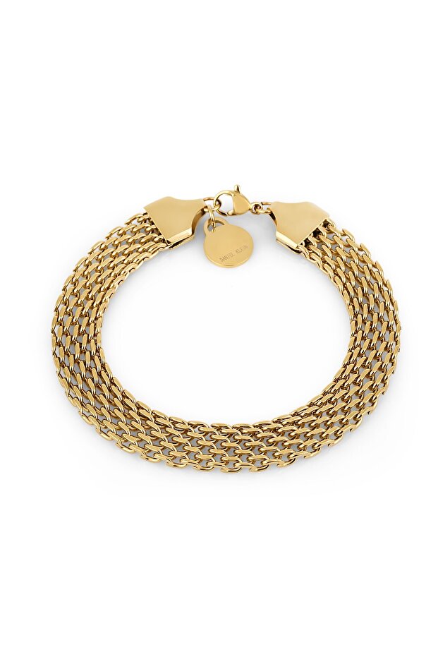 Gold chain bracelet on a white background
