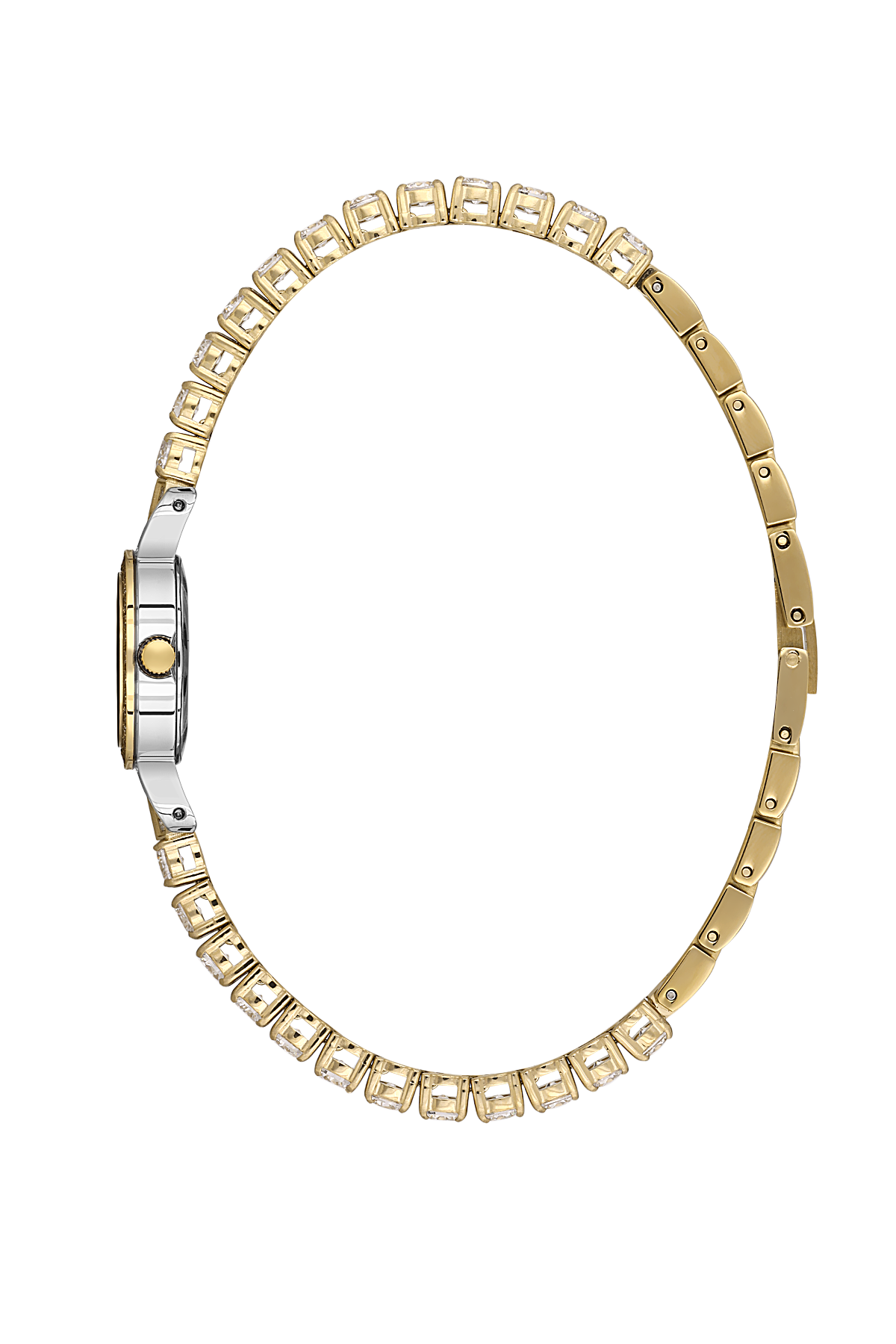 Gold and silver bracelet on a white background