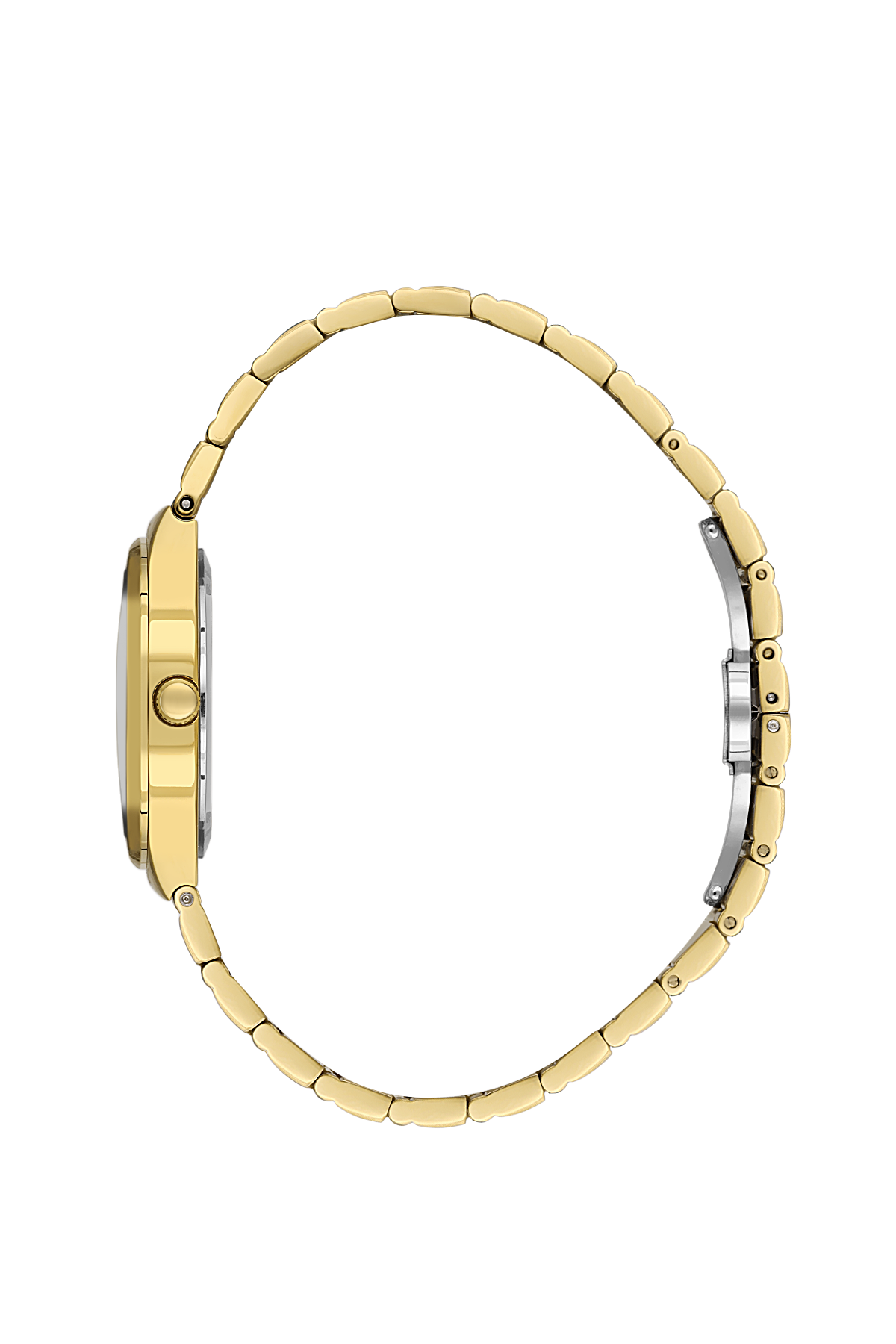 Gold watch case on a white background