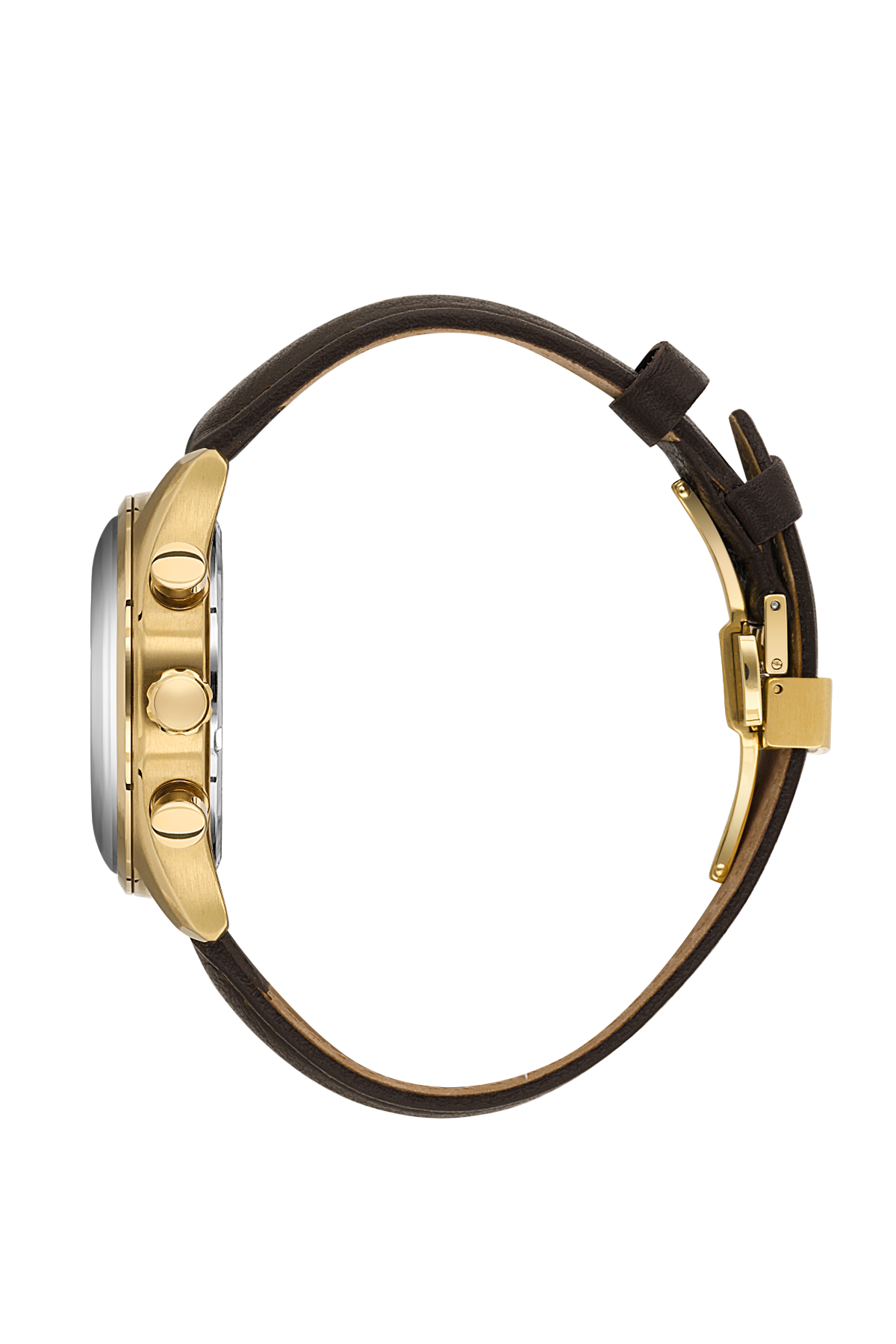 Gold and black watch on a white background