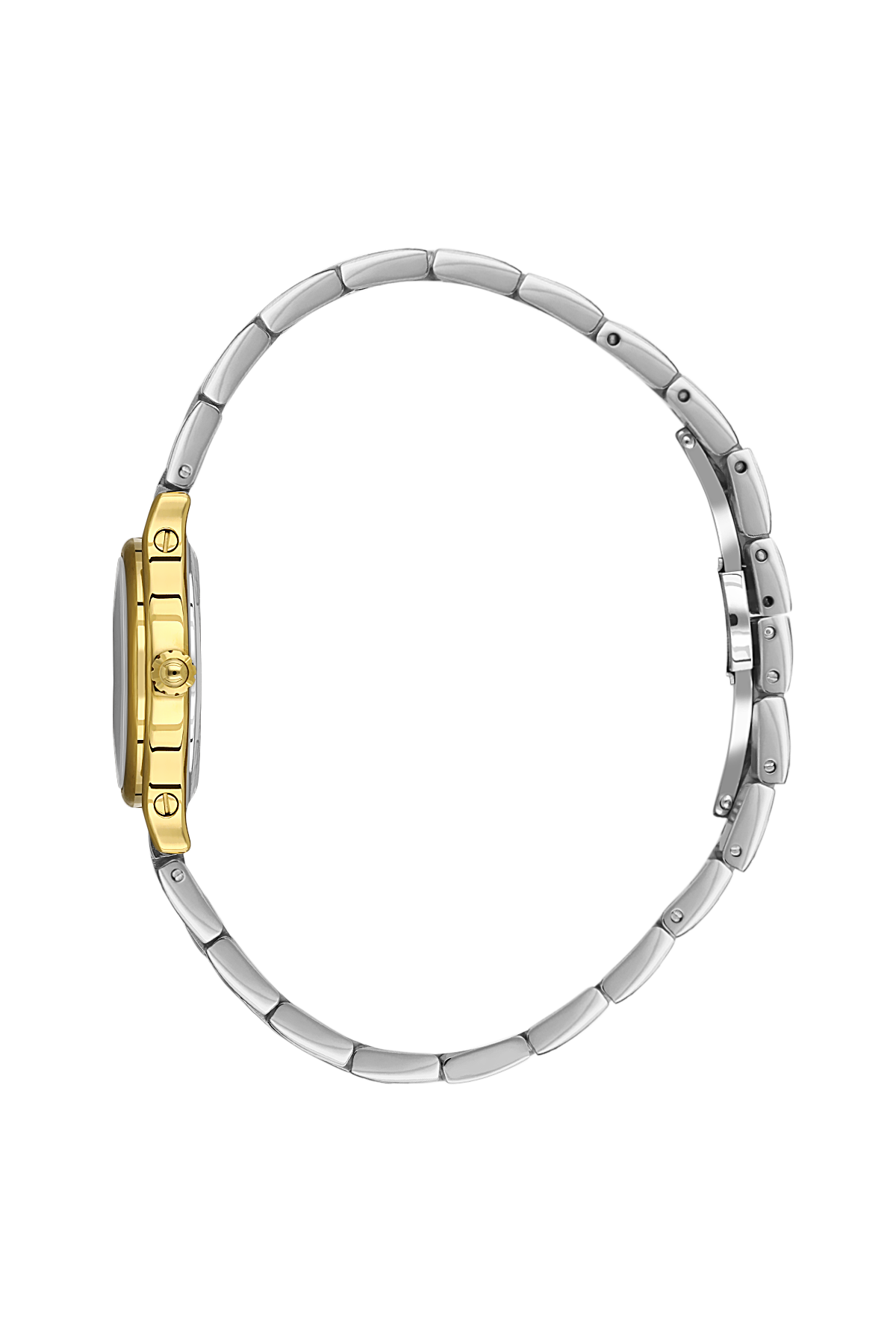 Silver and gold watch on a white background