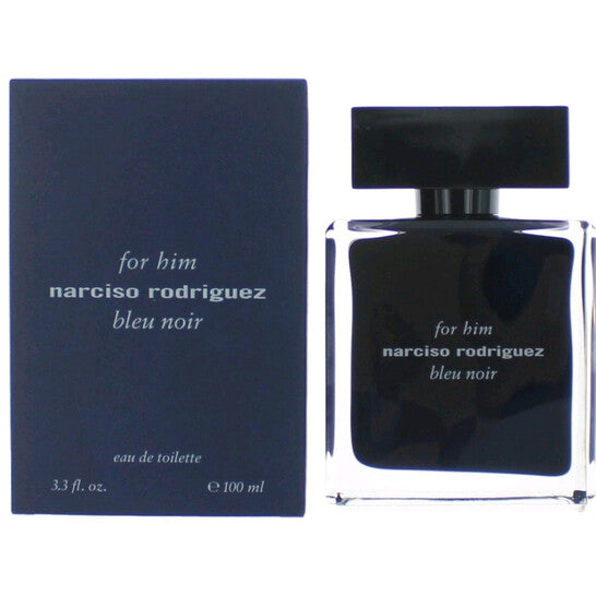 Narciso Rodriguez Bleu Noir perfume bottle and packaging on a white background