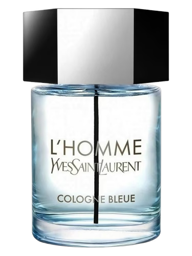 Yves Saint Laurent L'Homme Cologne Bleue perfume bottle on a white background