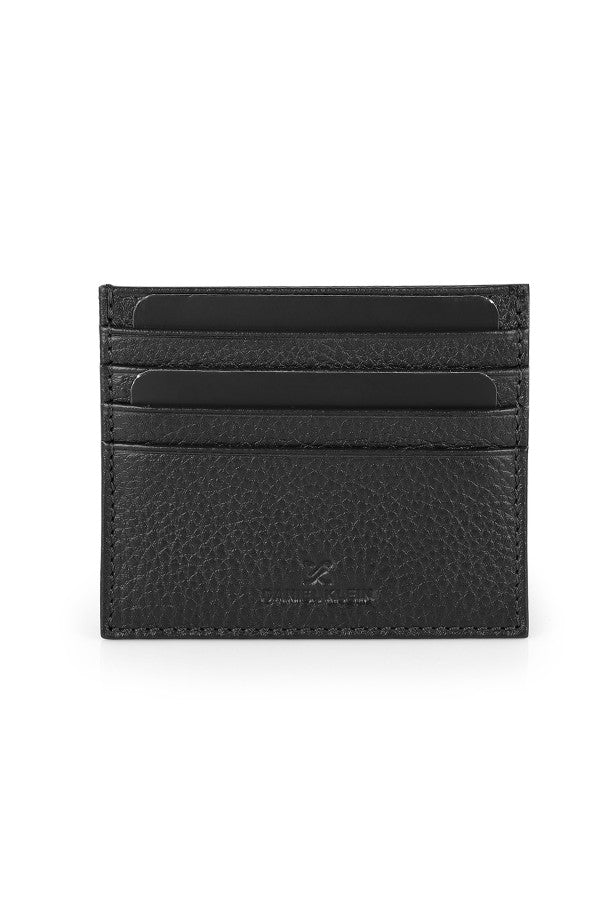 Black leather cardholder on a white background