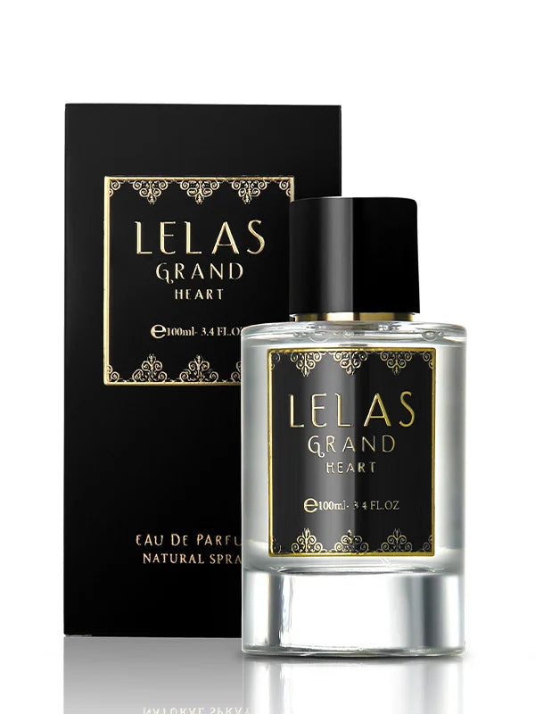 Lelas Grand Heart perfume bottle and packaging on a white background