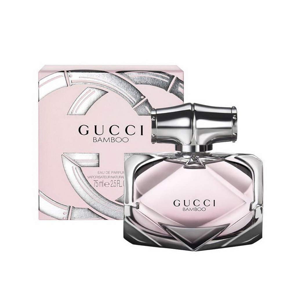 Gucci Bamboo perfume bottle and packaging on a white background