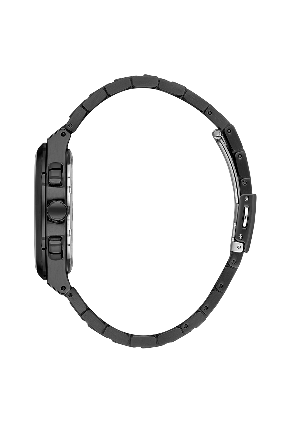 Black watch case on a white background