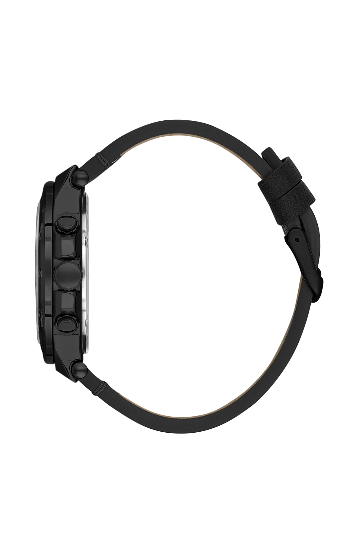 Black watch strap on a white background