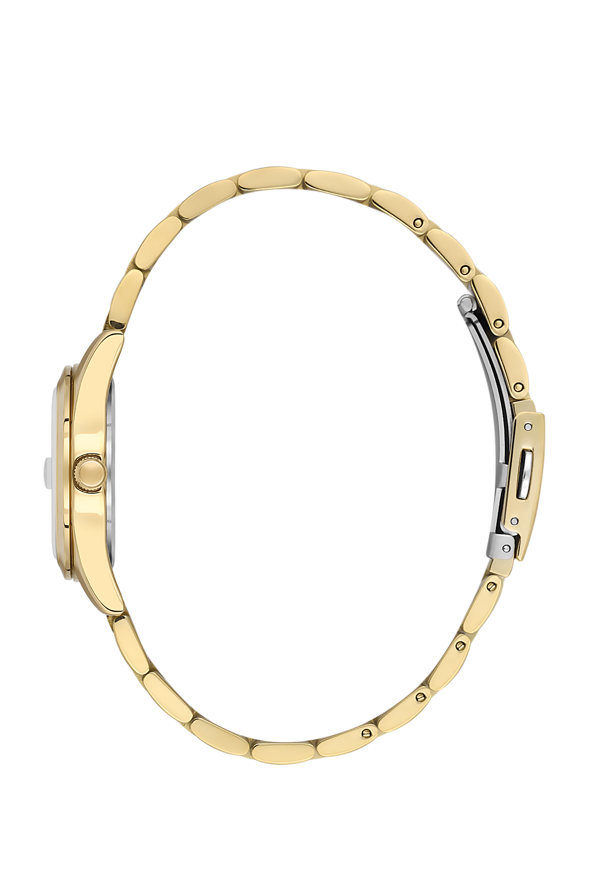 Gold watch band on a white background