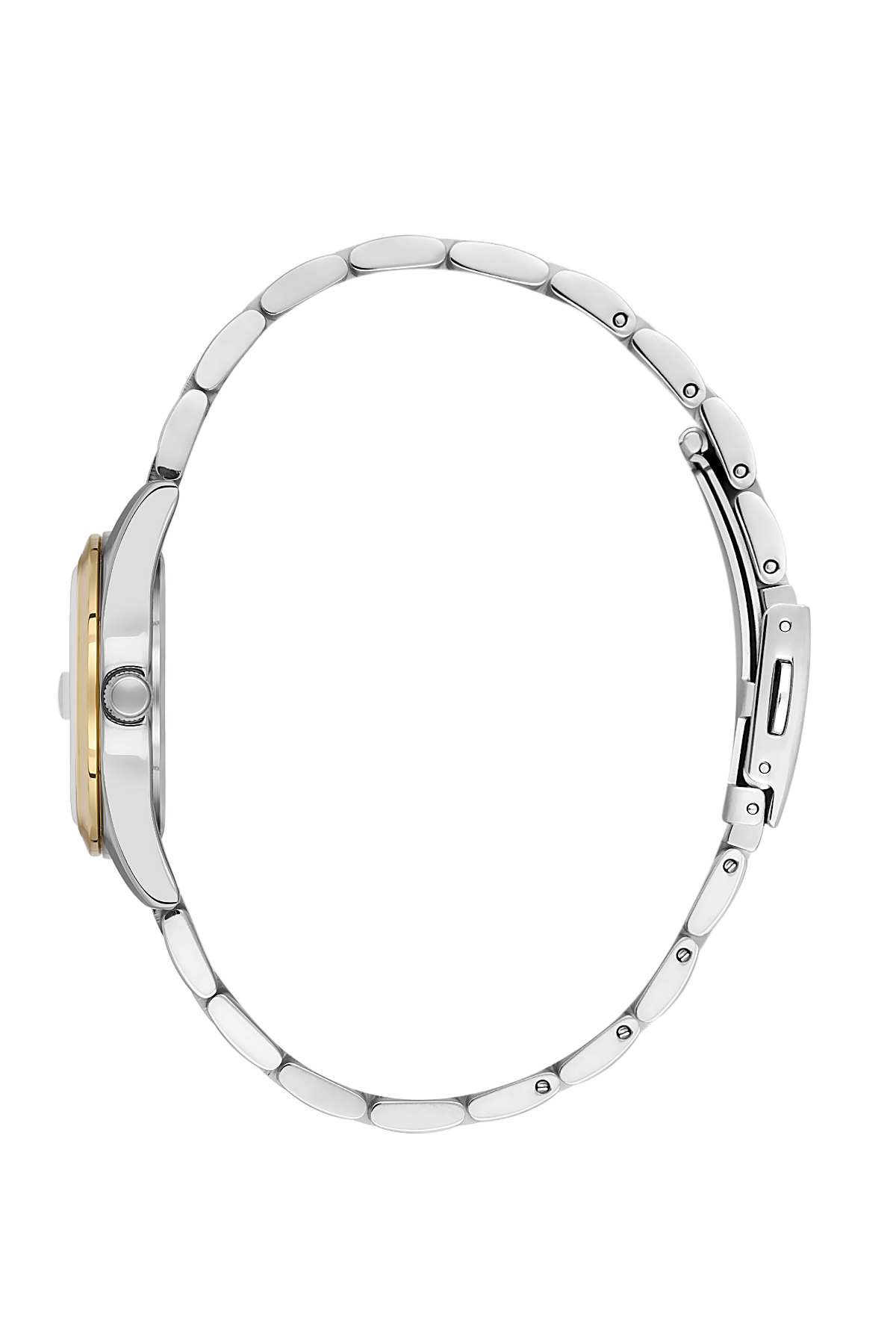 Silver watch with a white background