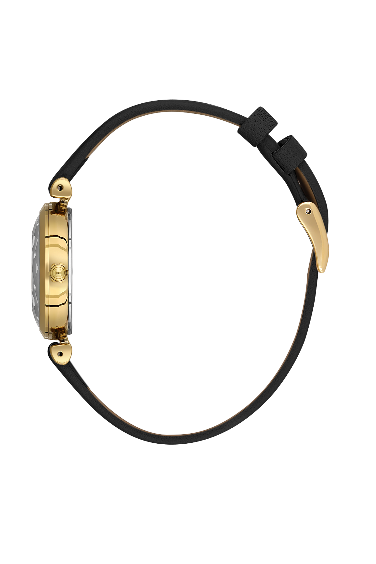 Gold and black watch on a white background