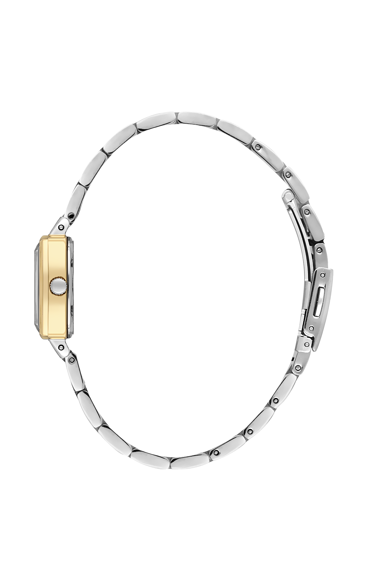 Silver and gold watch on a white background