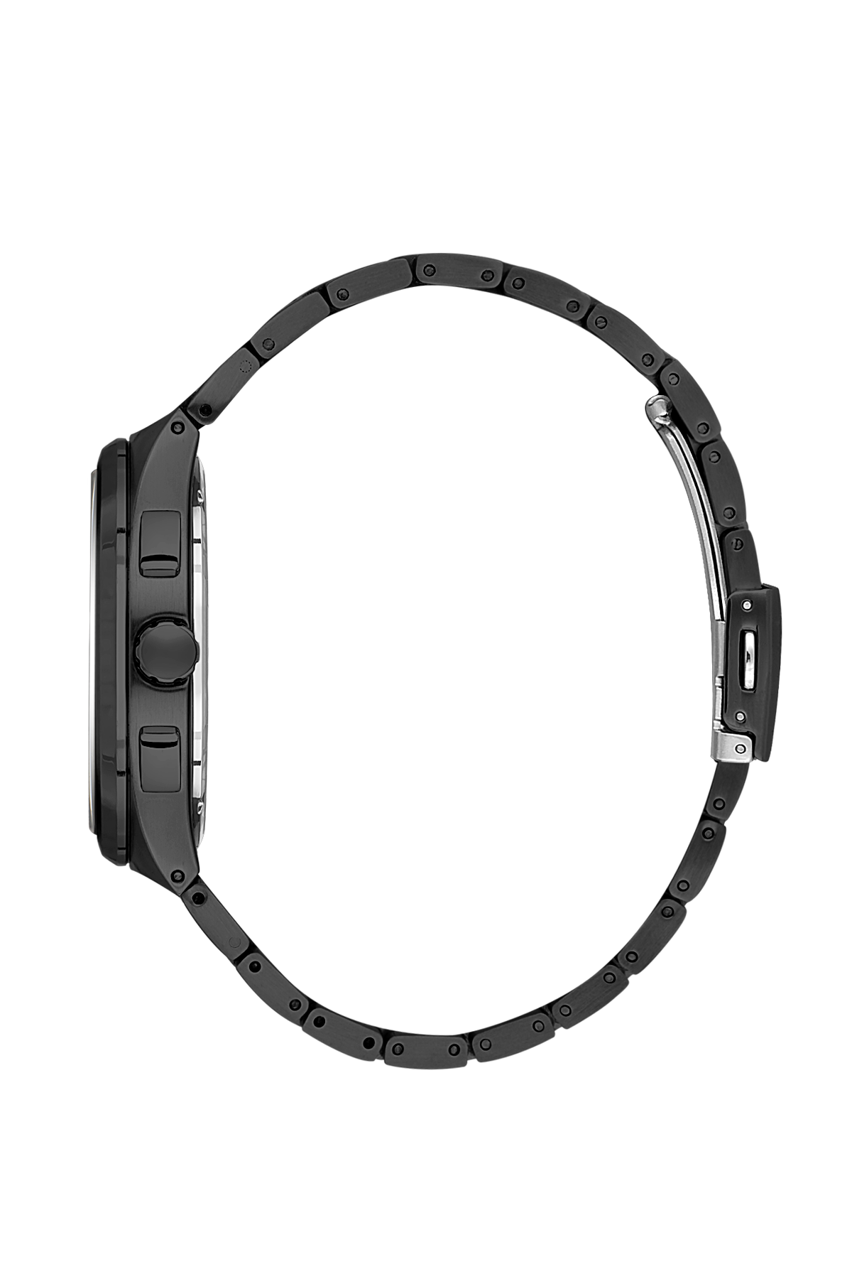 Black watch case on a white background