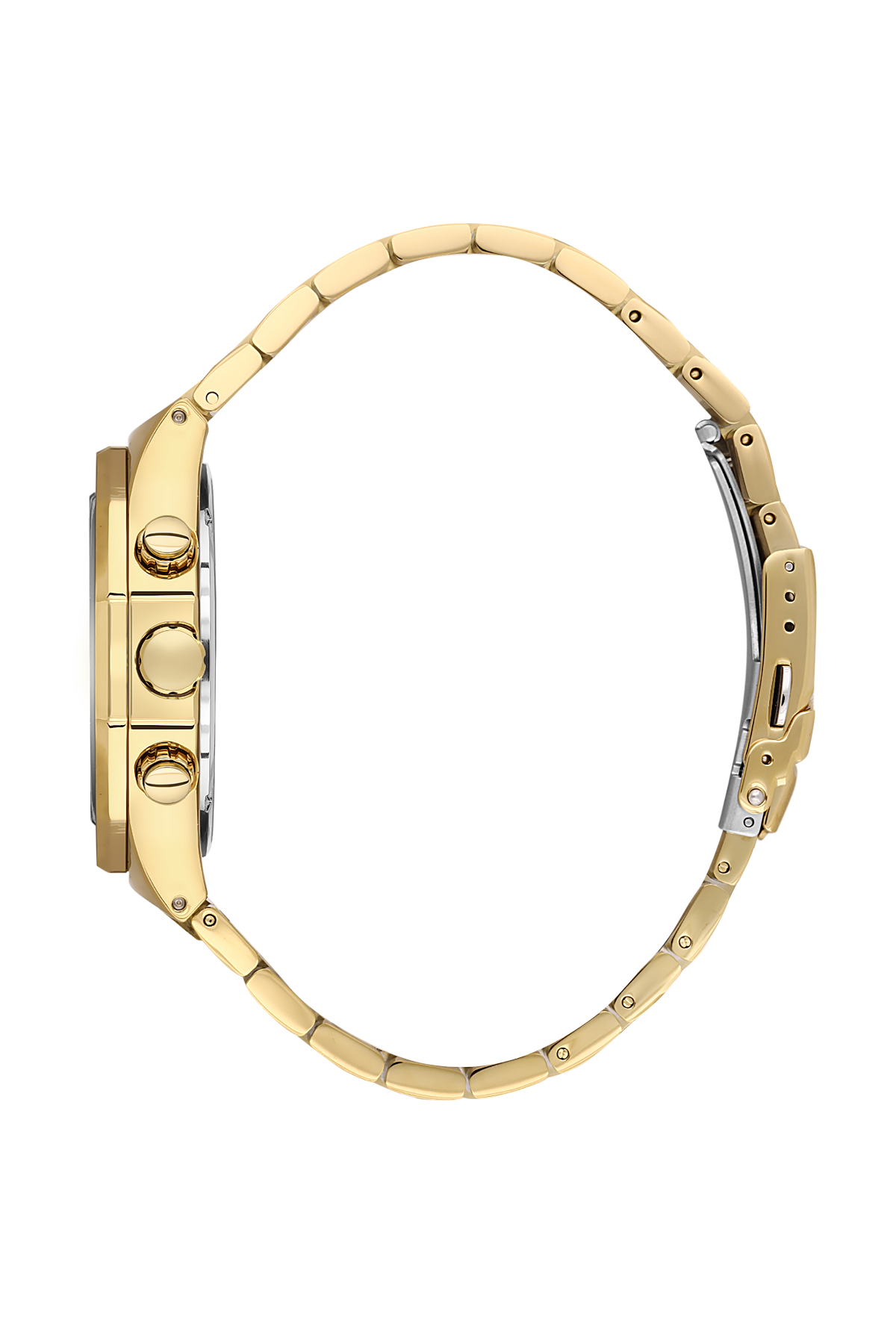 Gold watch with a white background