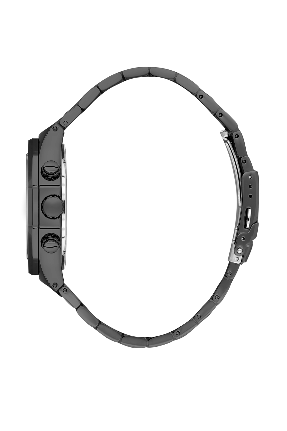 Black watch case on a white background