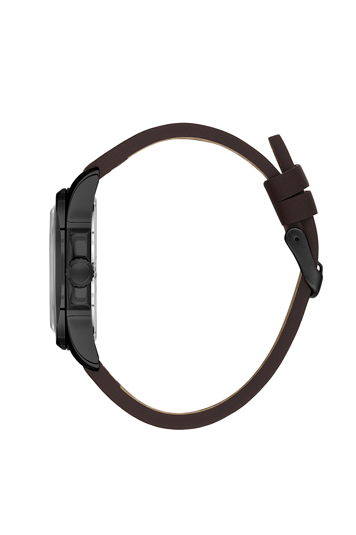 Watch with a brown strap on a white background