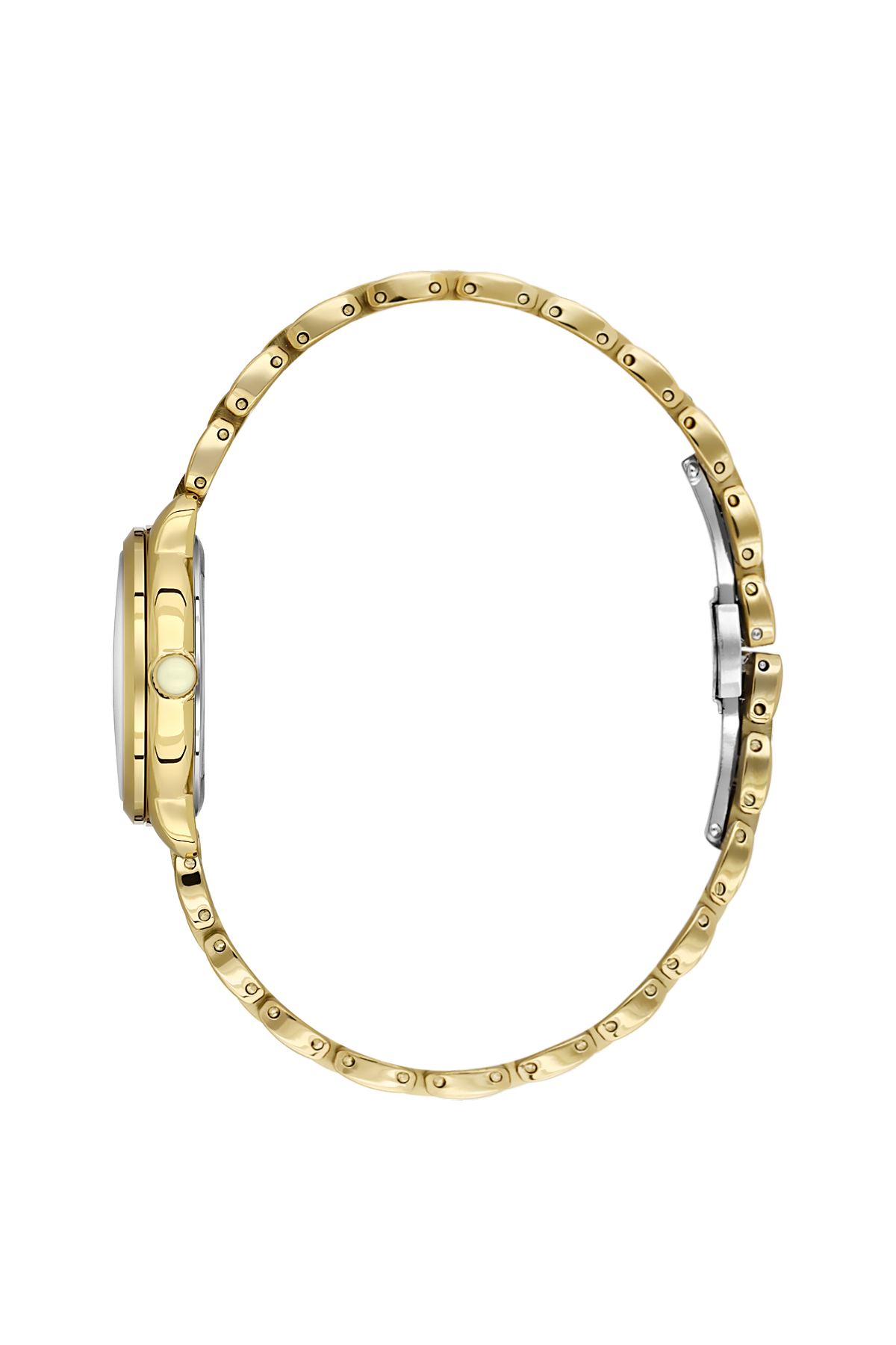 Gold watch with a white background