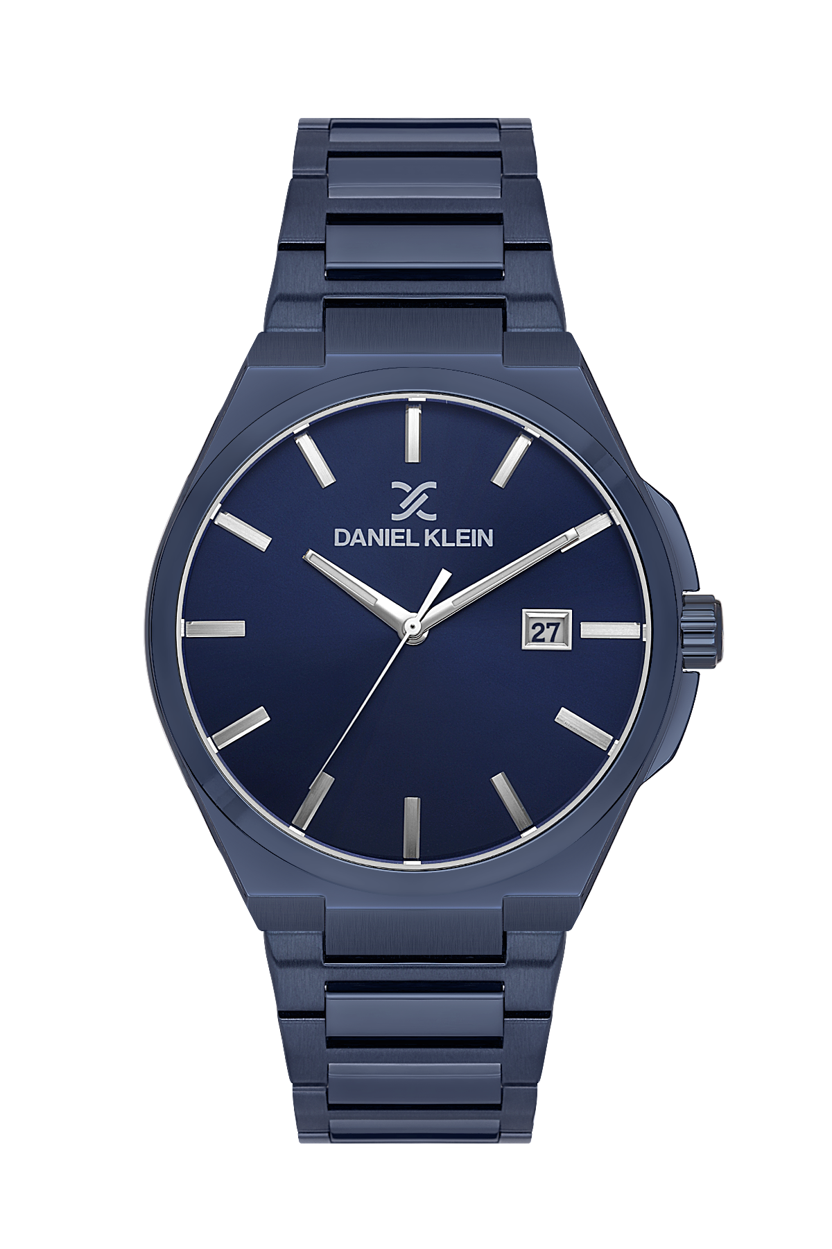 Blue Daniel Klein watch on a white background