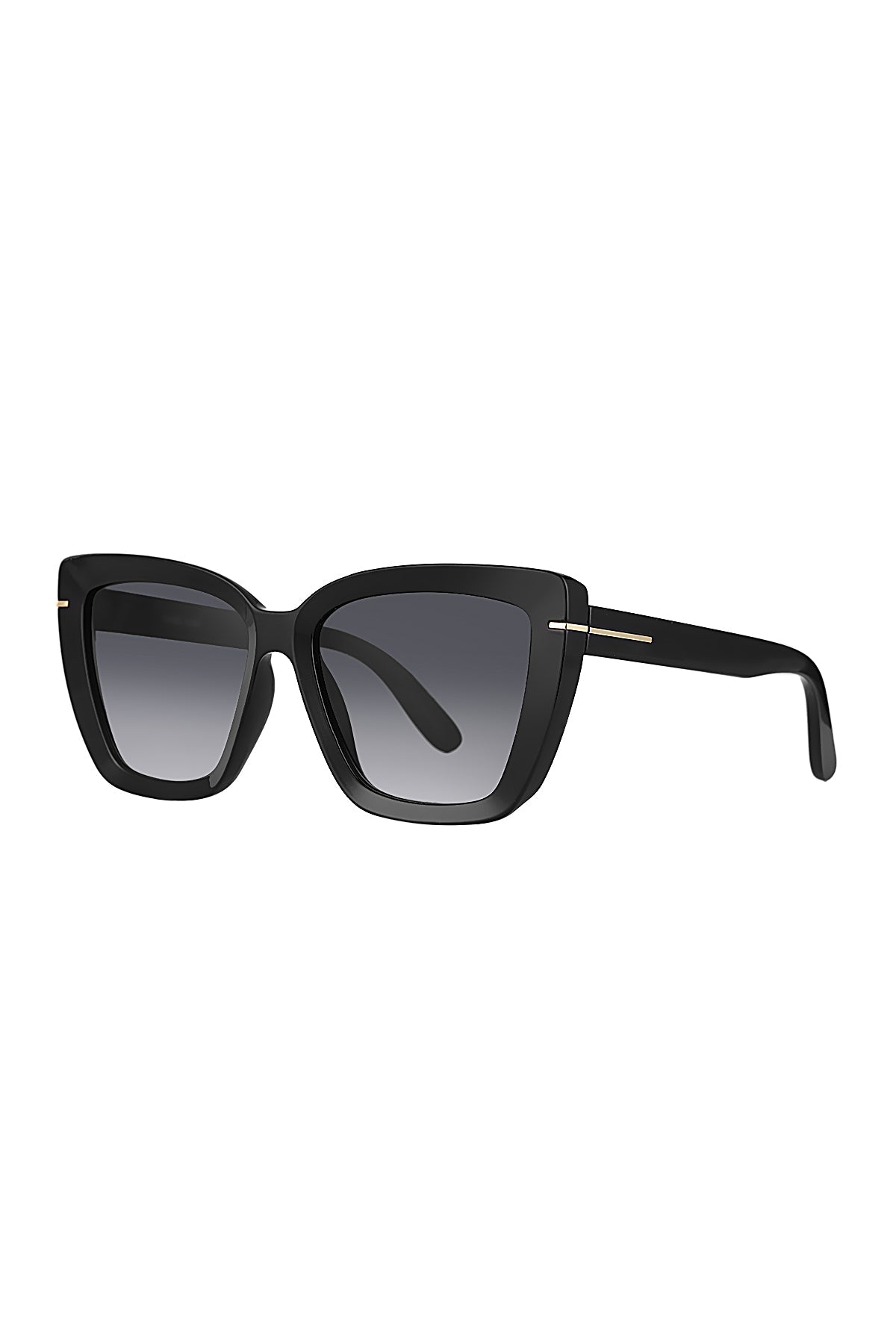 Sunglasses with dark lenses and red-brown frame on a white background
