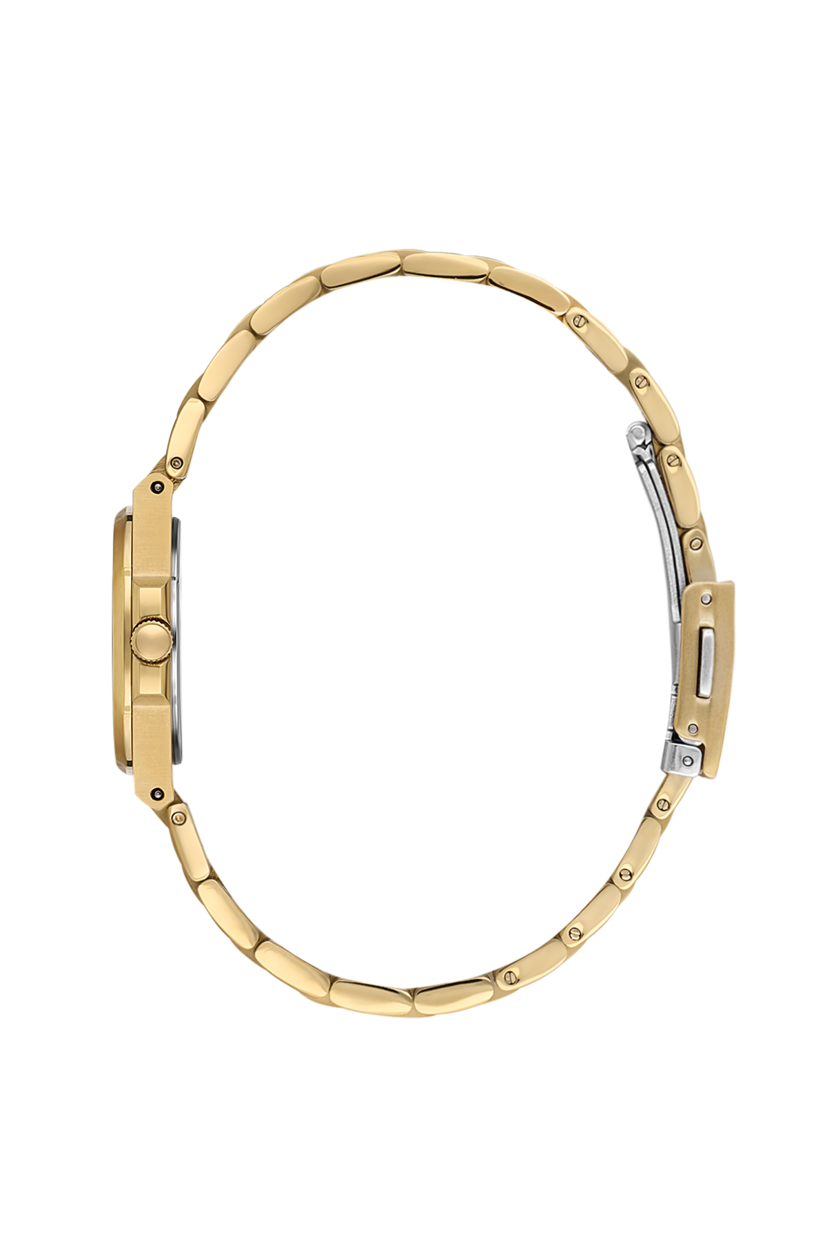 Gold watch with a white background