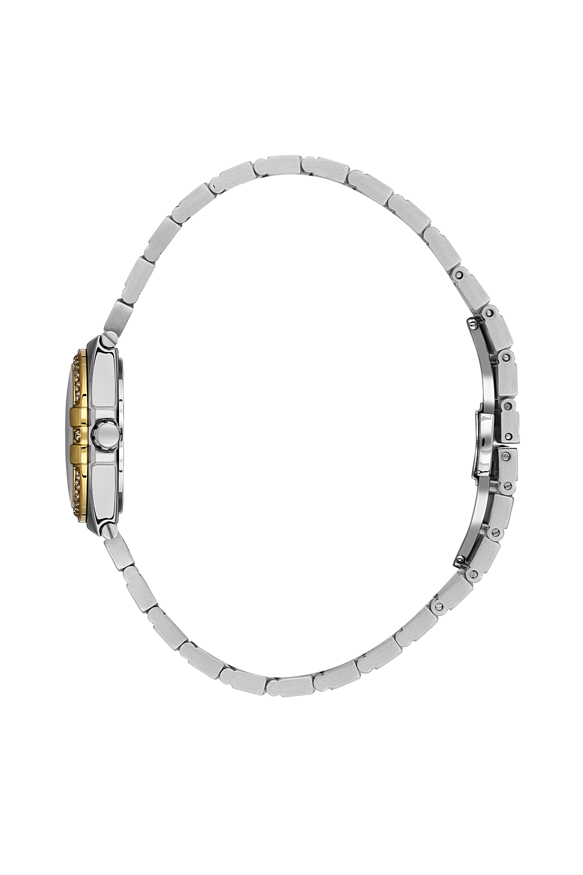 Silver watch with a white background