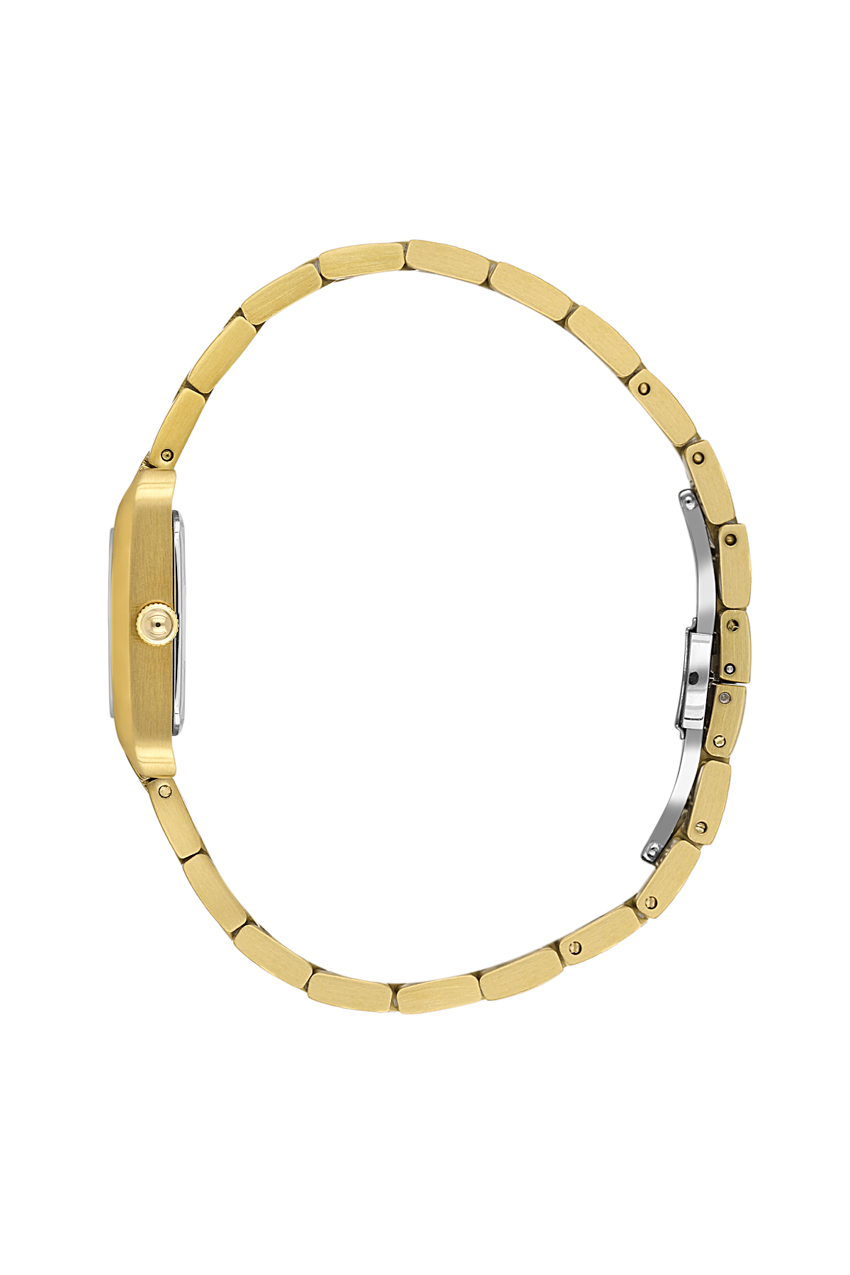 Gold watch with a white background