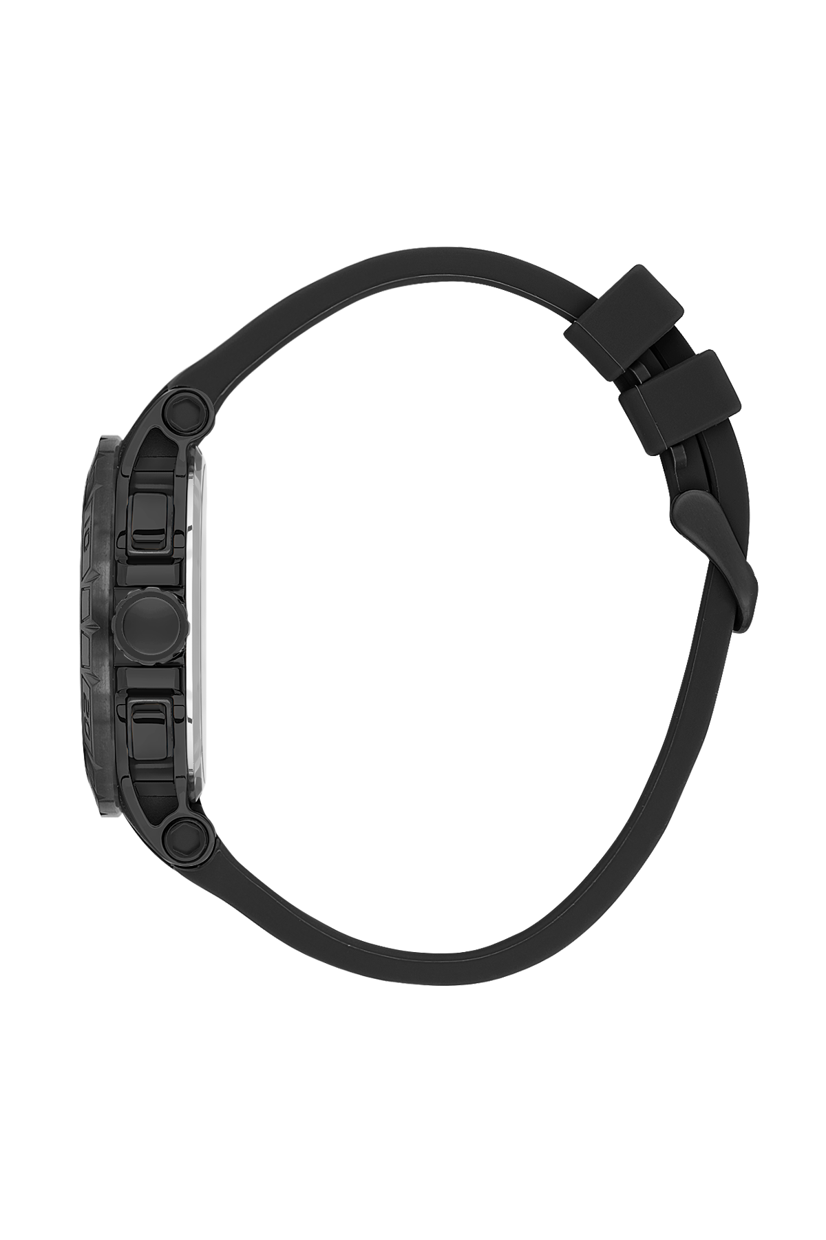 Black watch strap on a white background