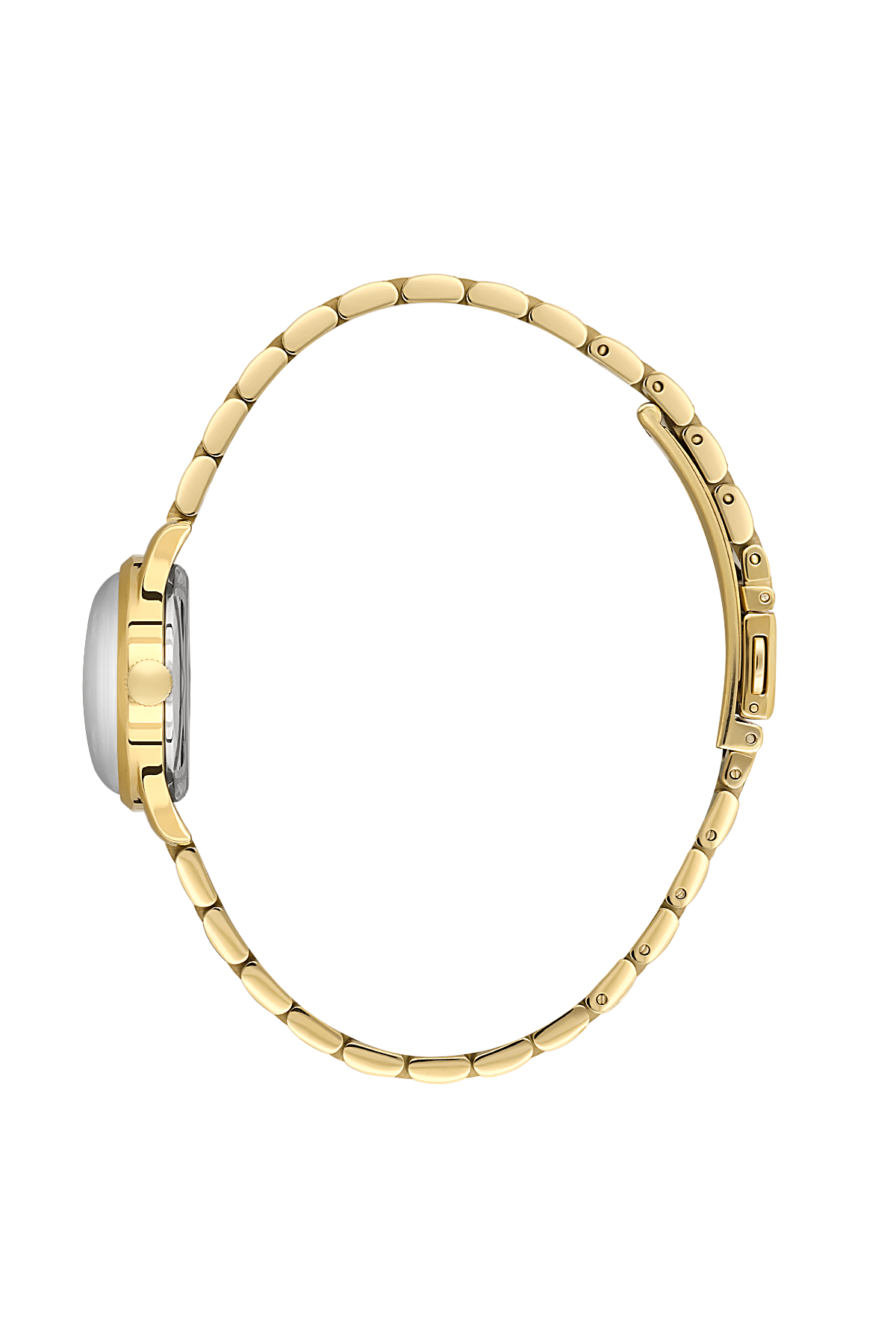 Gold watch with a white background