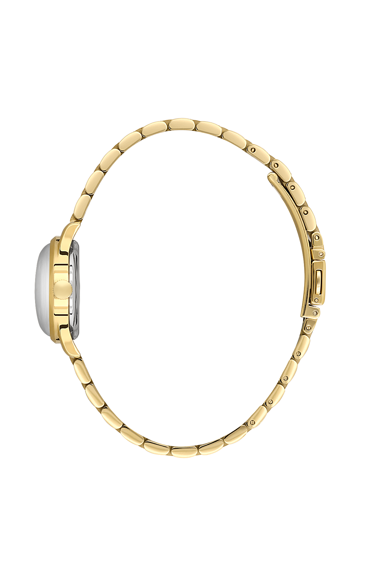 Gold watch with a white background