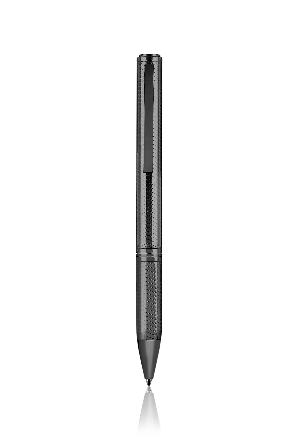 Black pen with a stylus tip on a white background