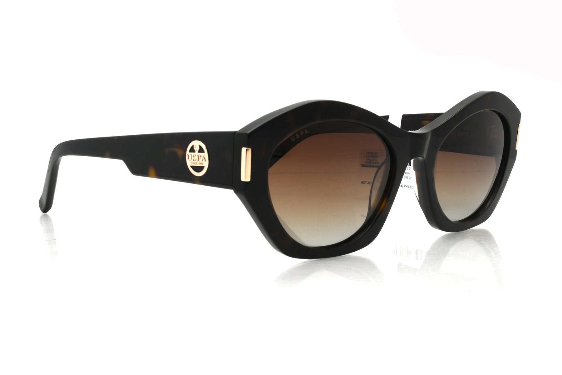 Black sunglasses with gradient lenses on a white background