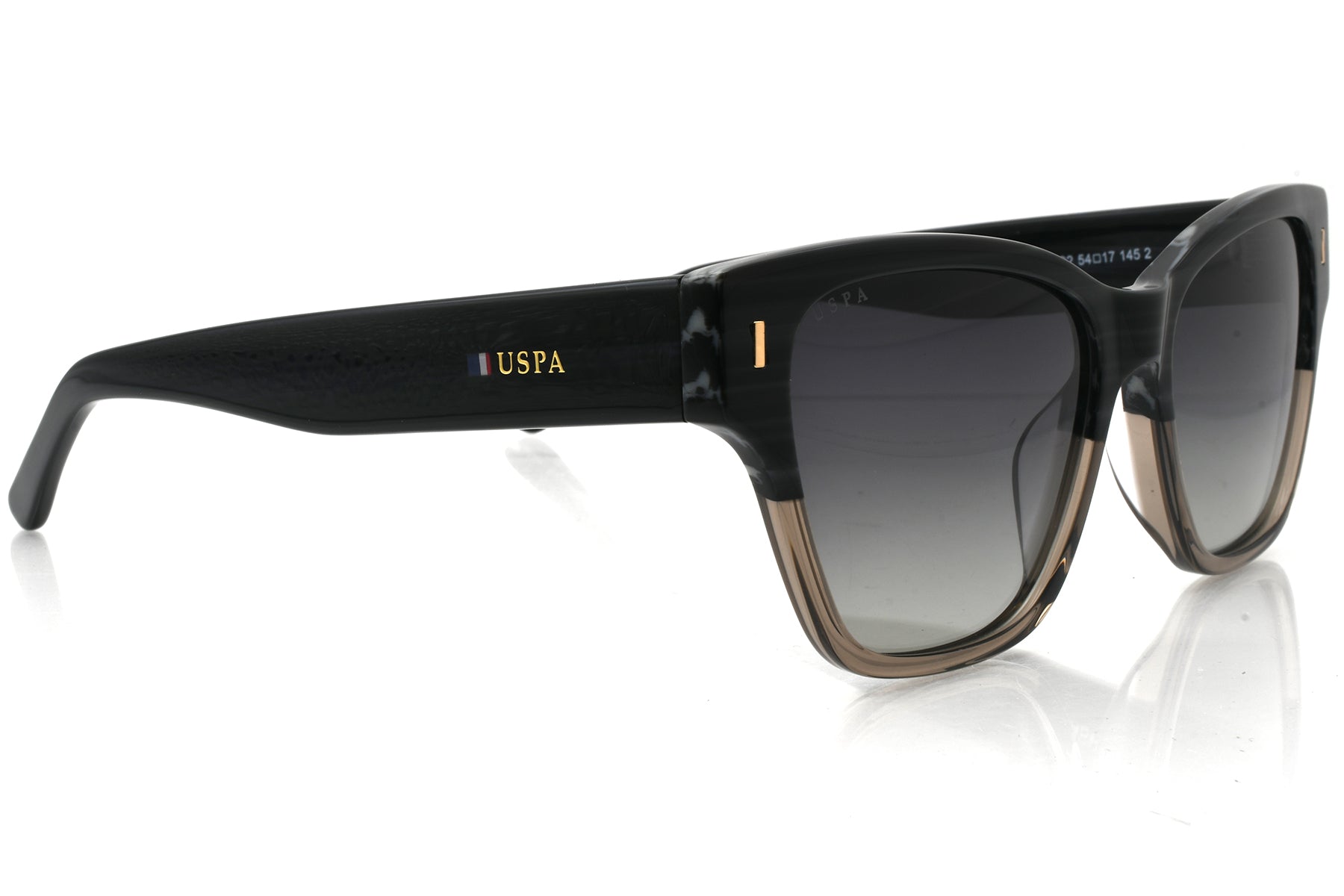 Black sunglasses with gradient lenses on a white background